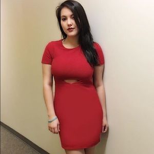 Express red dress with peekaboo cutout